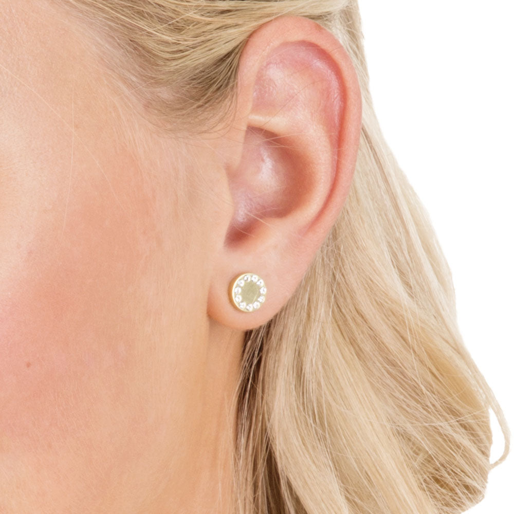 Blomdahl Singapore Gold titanium Brilliance Puck earrings with swarovski crystal | Earrings Singapore