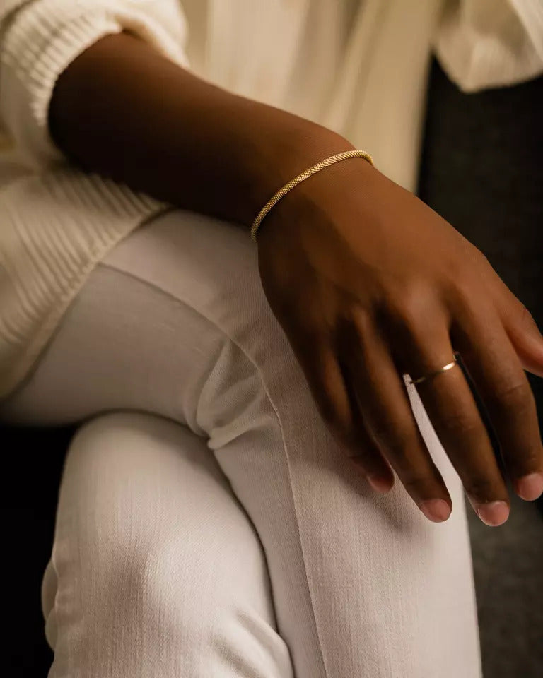 Gold Titanium Round Mesh Bracelet 3mm