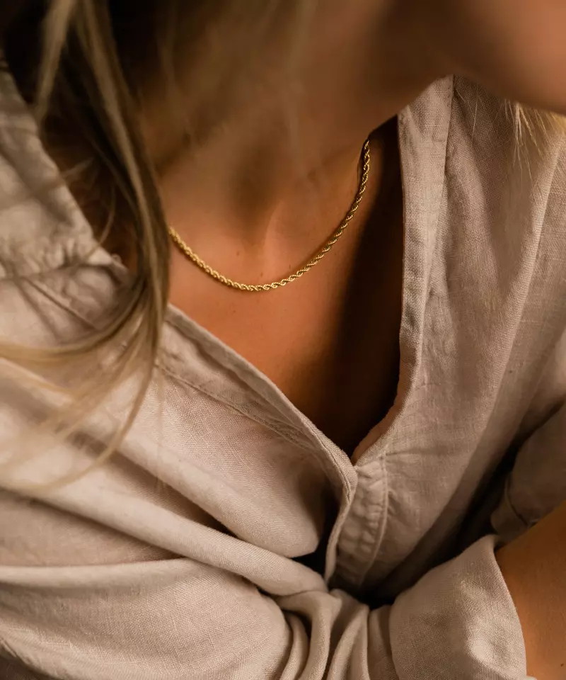 Gold Titanium Twist Necklace 2.5mm