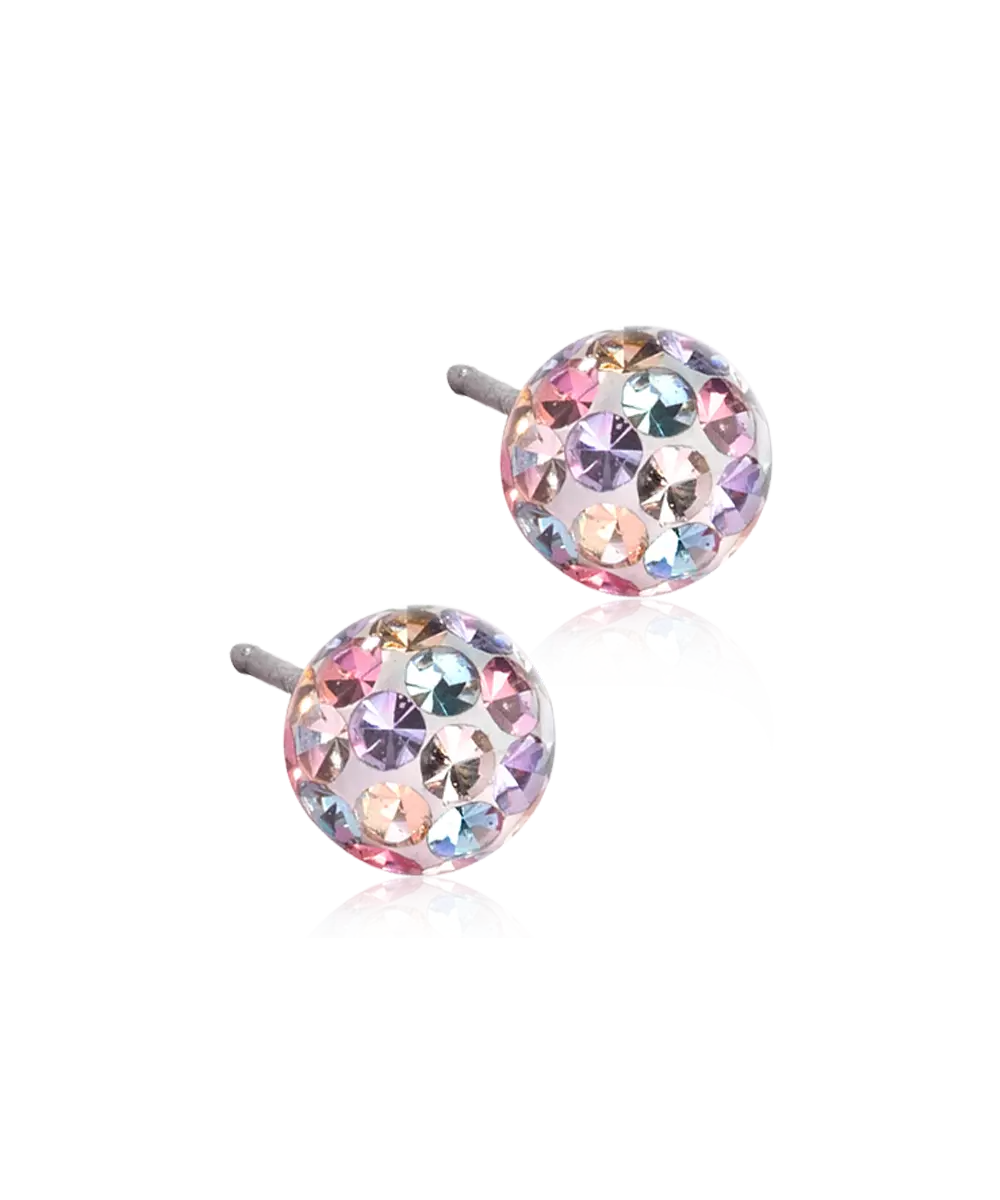 Natural Titanium Crystal Ball Cubic Zirconia Earrings 6mm