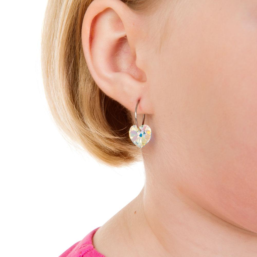 heart rainbow earrings - natural titanium post jewelry - earrings for women, kids and girls - model