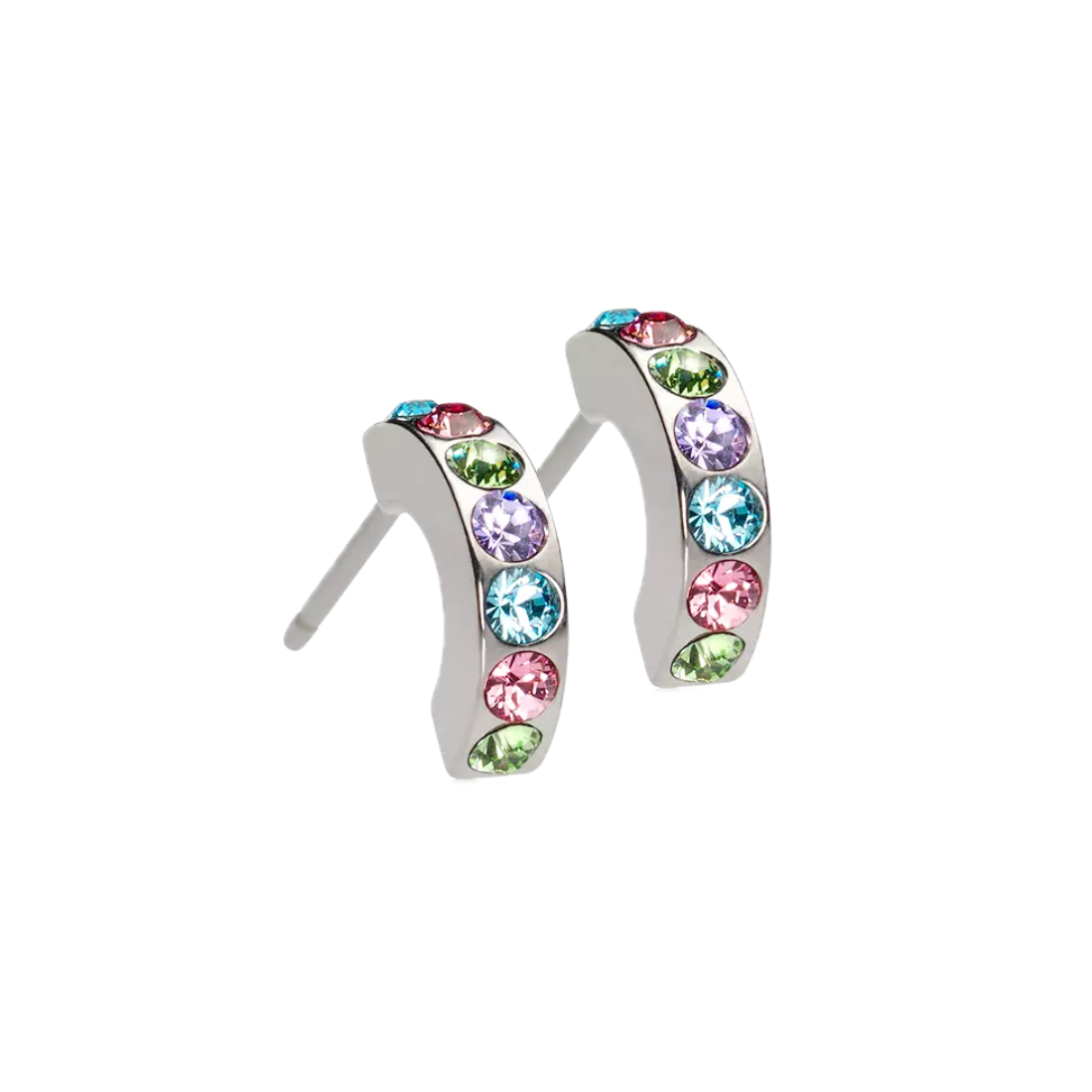 Natural Titanium Pendant Brilliance Curved Crystal Earrings