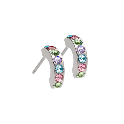 Natural Titanium Pendant Brilliance Curved Crystal Earrings