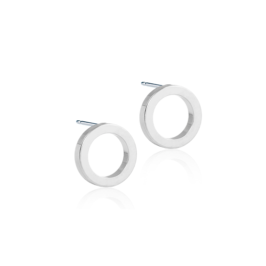 Natural Titanium Puck Hollow Earrings 10mm