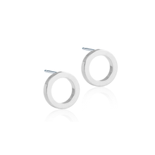 Load image into Gallery viewer, Natural Titanium Puck Hollow Earrings 10mm

