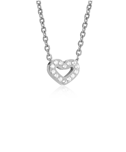 Silver Titanium Brilliance Heart Hollow Necklace