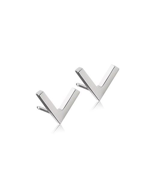 Natural Titanium Plain V Earring