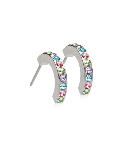 Natural Titanium Pendant Brilliance Curved Crystal Earrings