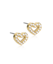 Load image into Gallery viewer, Golden Titanium Brilliance Heart Hollow Earring
