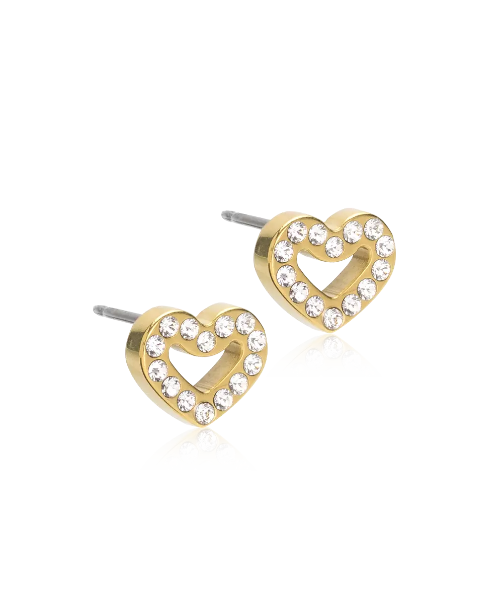 Golden Titanium Brilliance Heart Hollow Earring