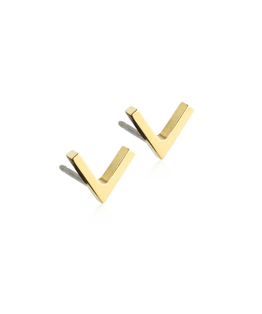 Golden Titanium Plain V Earring