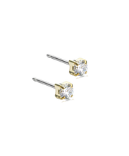 Load image into Gallery viewer, Gold Titanium Tiffany White Cubic Zirconia Earrings
