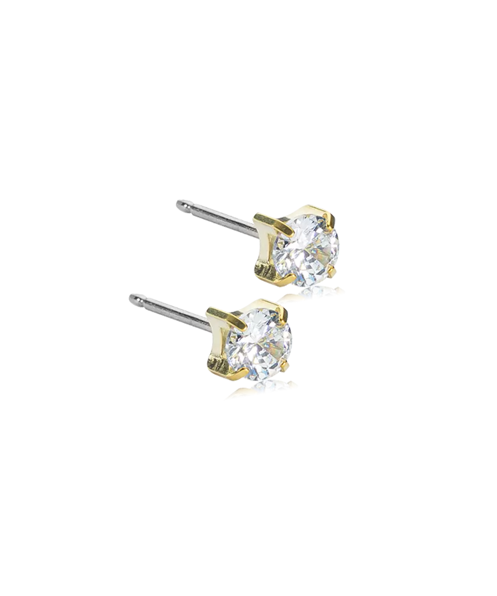 Gold Titanium Tiffany Cubic Zirconia Earrings