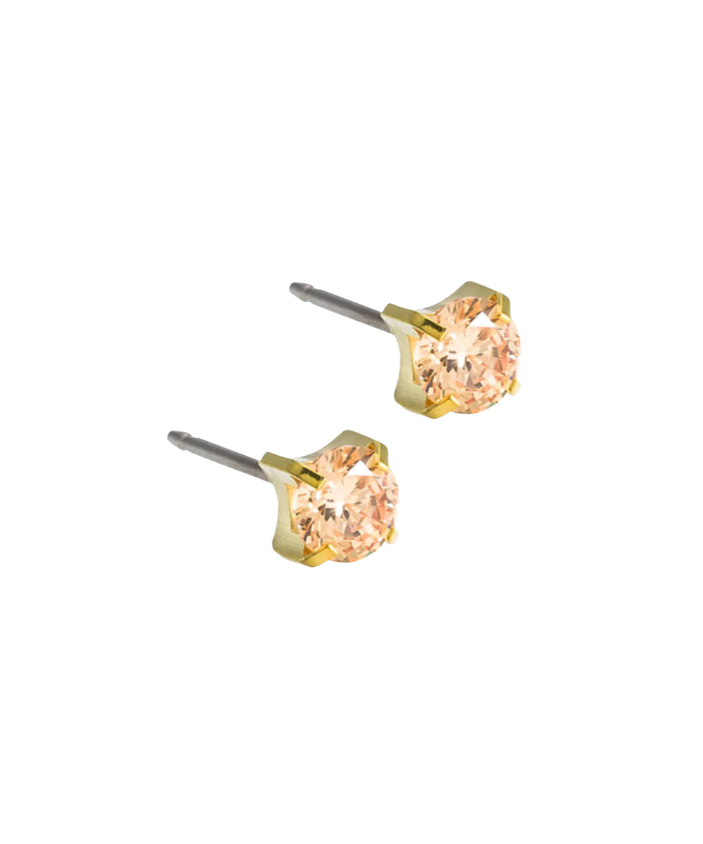 Gold Titanium Tiffany Gold Cubic Zirconia Earrings