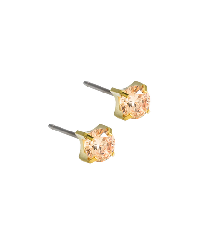 Gold Titanium Tiffany Gold Cubic Zirconia Earrings