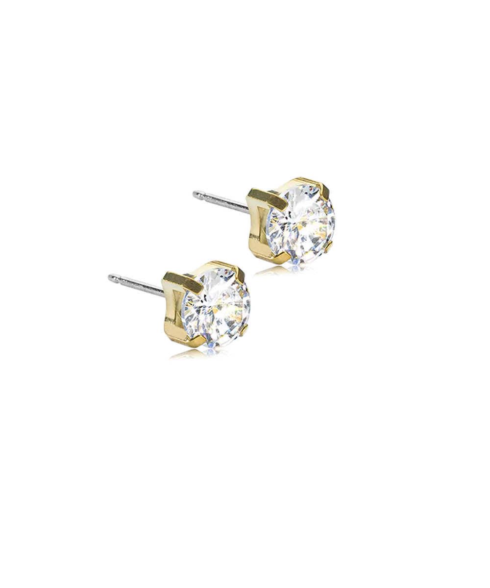 Gold Titanium Tiffany Cubic Zirconia Earrings