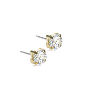 Load image into Gallery viewer, Gold Titanium Tiffany Cubic Zirconia Earrings
