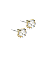 Load image into Gallery viewer, Gold Titanium Tiffany White Cubic Zirconia Earrings

