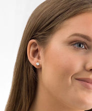Load image into Gallery viewer, Gold Titanium Tiffany Cubic Zirconia Earrings
