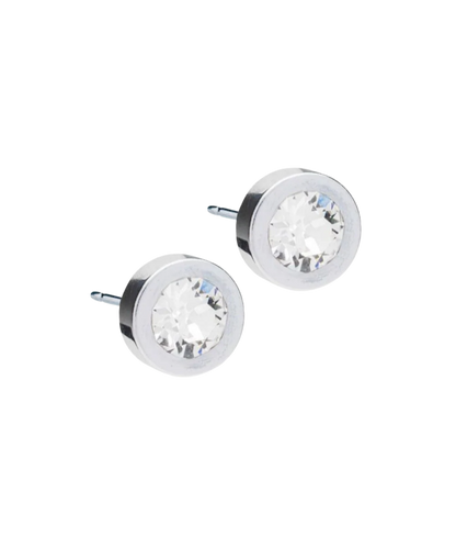 Silver Titanium Grand Crystal Bezel Earrings 8mm