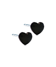 Load image into Gallery viewer, Black Titanium Heart Earrings 5mm

