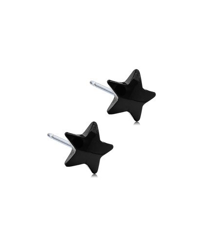 Black Titanium Star Earrings 8mm
