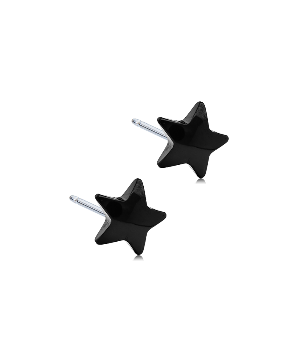 Black Titanium Star Earrings 8mm
