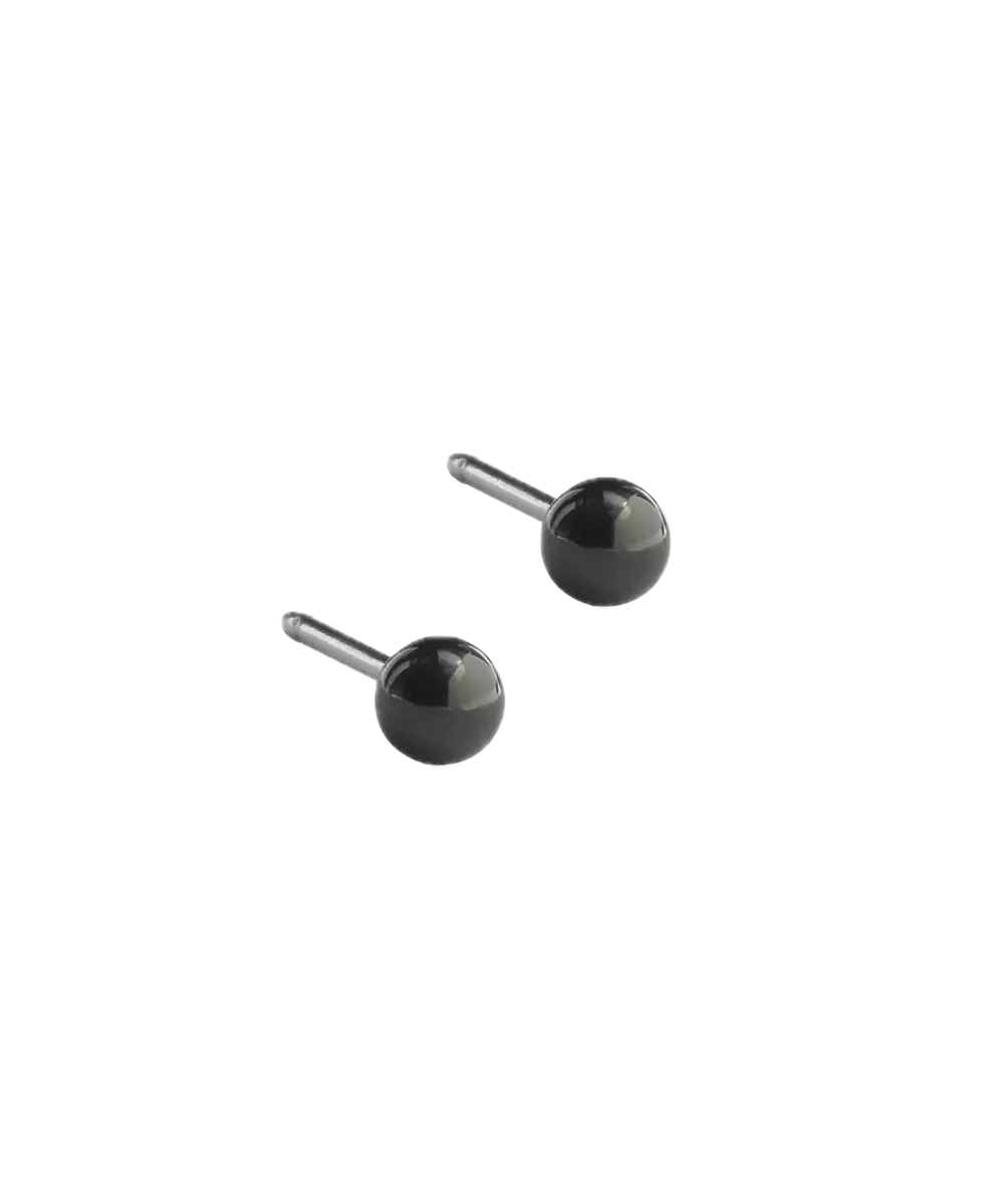 Black Titanium Ball Earrings 3mm