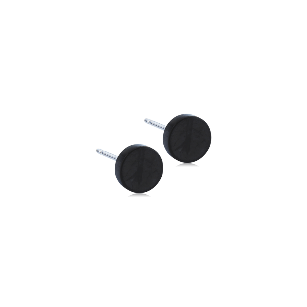 Black Titanium Puck Earrings 8mm