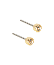 Load image into Gallery viewer, Gold Titanium Bezel Crystal Earrings
