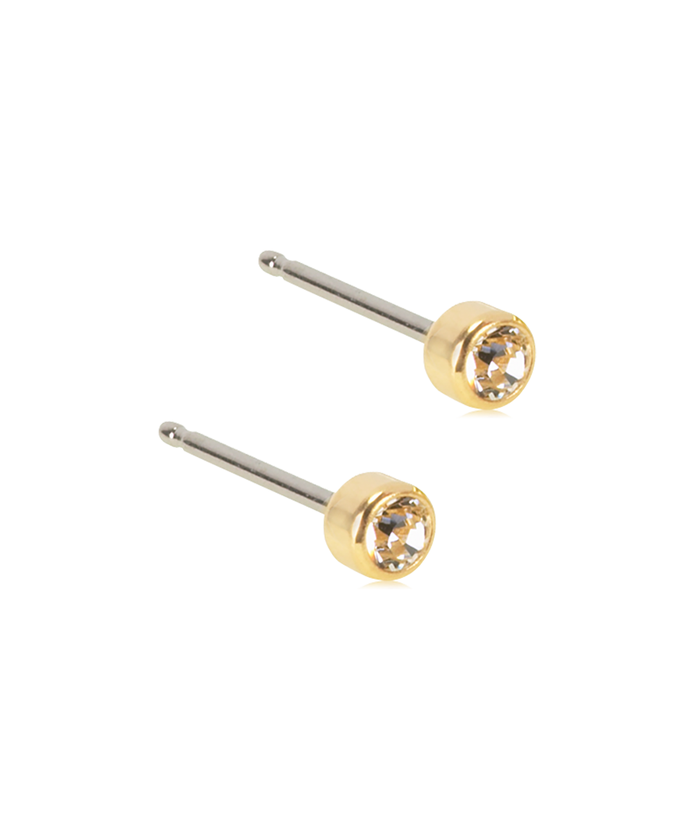 Gold Titanium Bezel Crystal Earrings