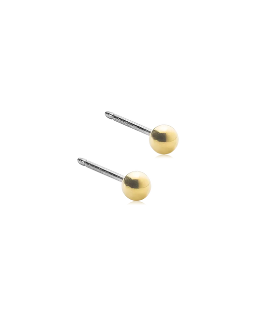 Gold Titanium Ball Earrings 3mm