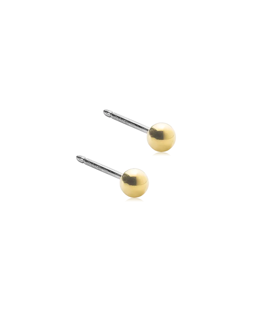 Gold Titanium Ball Earrings 3mm