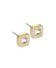 Load image into Gallery viewer, Gold Titanium Brilliance Cushion Crystal Earrings 8 mm
