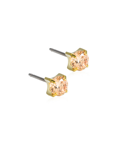 Gold Titanium Tiffany Gold Cubic Zirconia Earrings