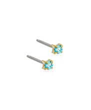 Load image into Gallery viewer, Gold Titanium Tiffany Aquamarine Cubic Zirconia Earrings
