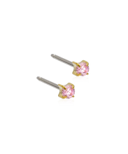 Load image into Gallery viewer, Gold Titanium Tiffany Light Rose Cubic Zirconia Earrings

