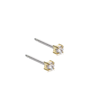 Load image into Gallery viewer, Gold Titanium Tiffany White Cubic Zirconia Earrings
