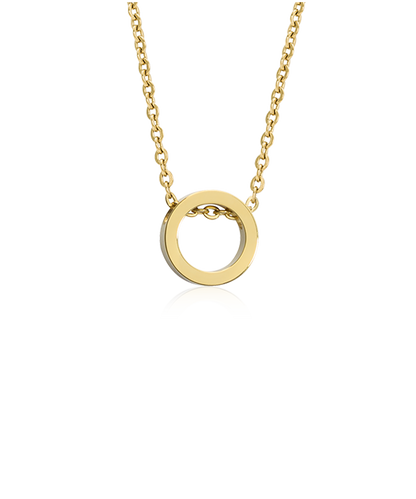 Gold Titanium Puck Hollow Necklace