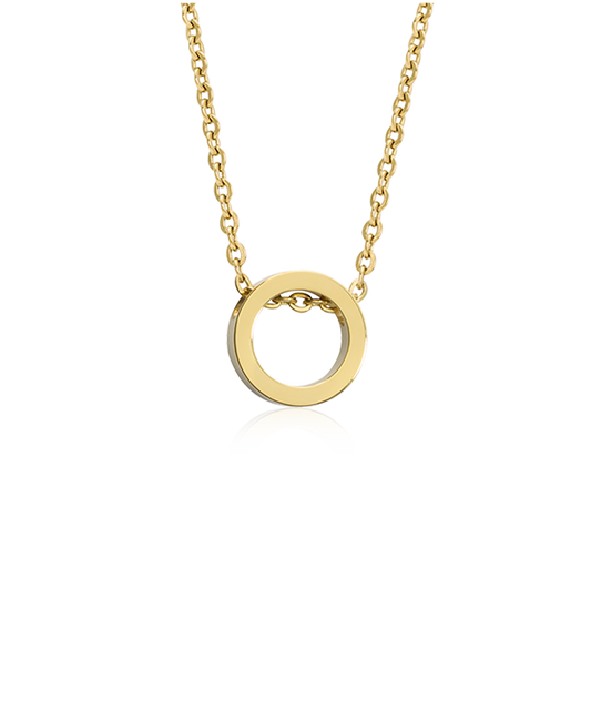Gold Titanium Puck Hollow Necklace