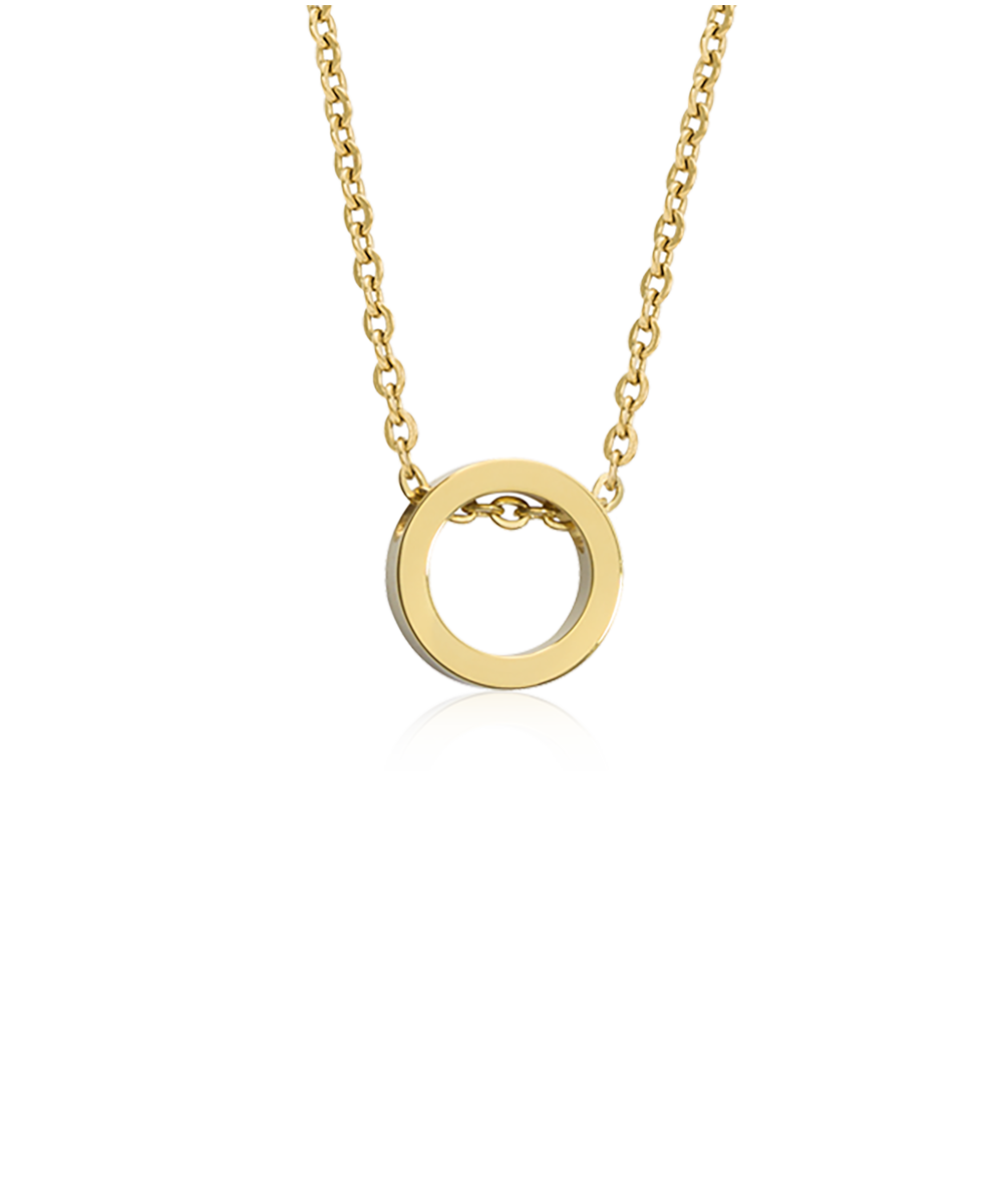 Gold Titanium Puck Hollow Necklace