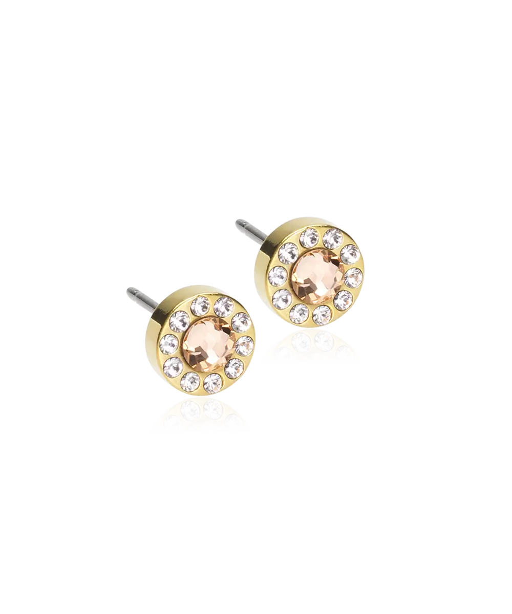 Gold Titanium Brilliance Halo Earring Crystal/ Gold 6mm