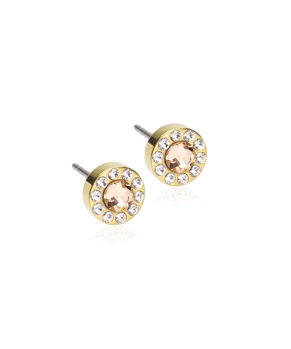 Gold Titanium Brilliance Halo Earring Crystal/ Gold 6mm
