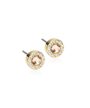 Load image into Gallery viewer, Gold Titanium Brilliance Halo Earring Crystal/ Gold
