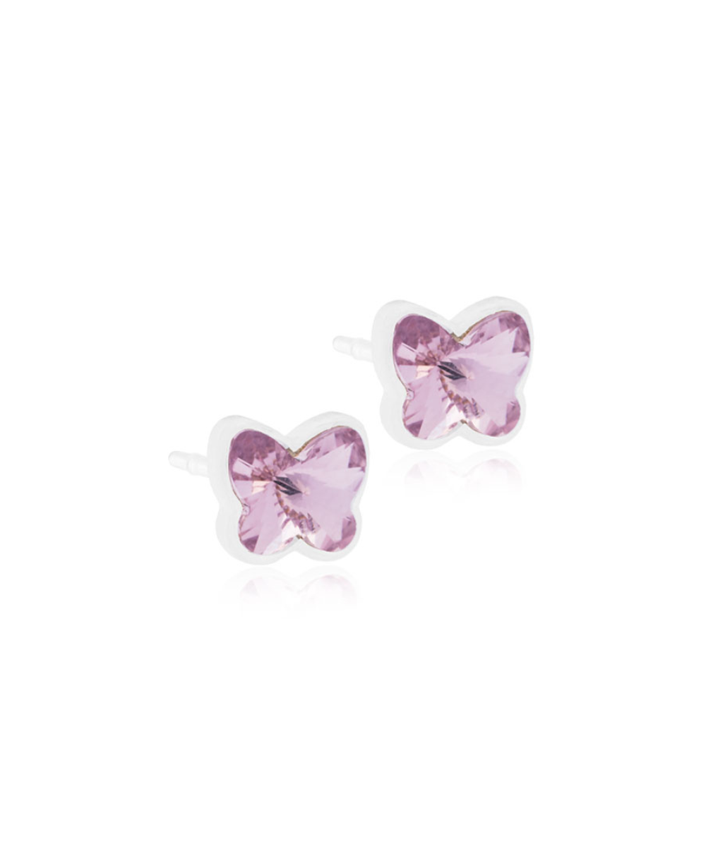 Medical Plastic Butterfly Earrings in Light Amethyst 5mm