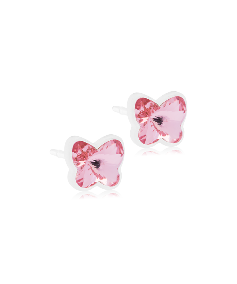 Medical Plastic Butterfly Earrings in Light Rose 5mm