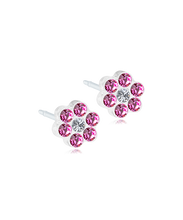 Load image into Gallery viewer, Medical Plastic Daisy Earring in Rose Crystal 5mm
