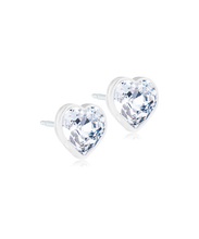 Load image into Gallery viewer, Medical Plastic Heart Crystal Earrings 6mm
