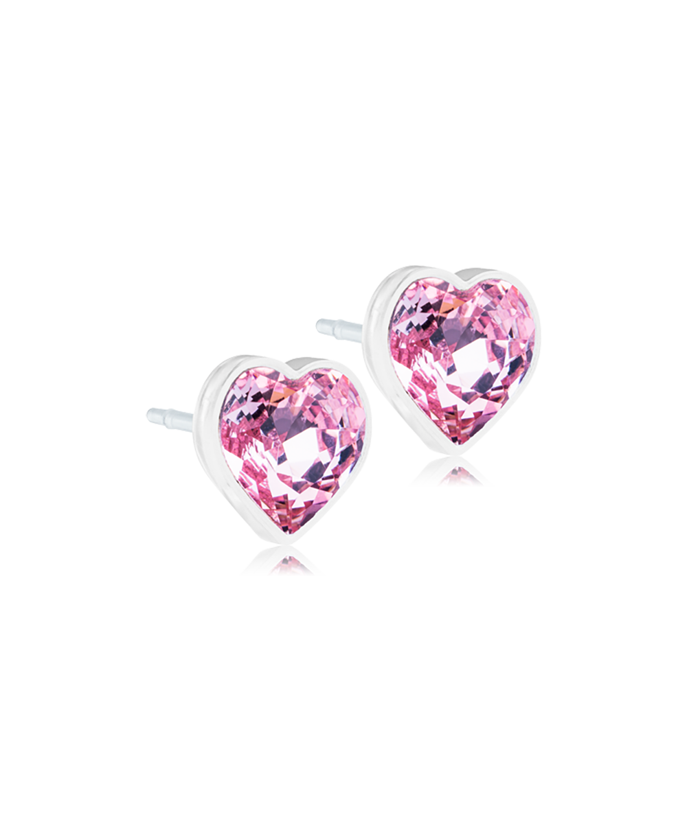 Medical Plastic Heart Earrings in Light Rose 6mm