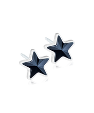 Load image into Gallery viewer, Medical Plastic Star Earrings in Jet 6mm
